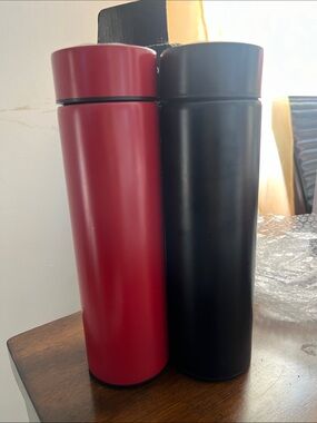 Anyi Lu Red and Black Stainless Steel Travel Bottles